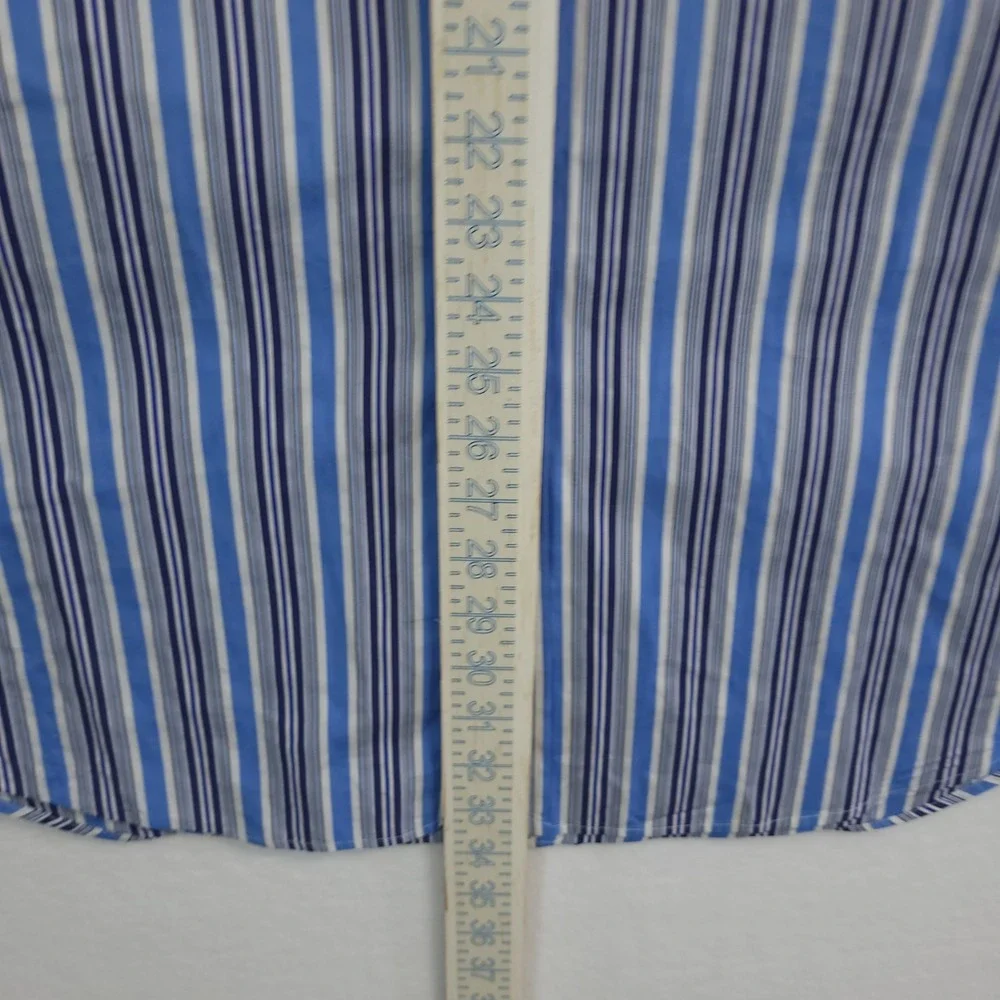 Polo Ralph Lauren Button Down Shirt Mens XXL Blue Striped Stanton Classic Fit